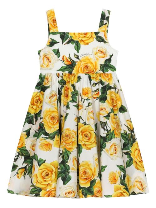 Abito bambina rose gialle Dolce & Gabbana Kids | L53DI6HS5QRHA3VO